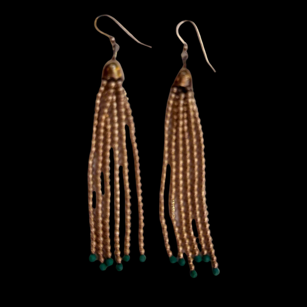 6 Strand Silver/Turquoise Bead Earrings