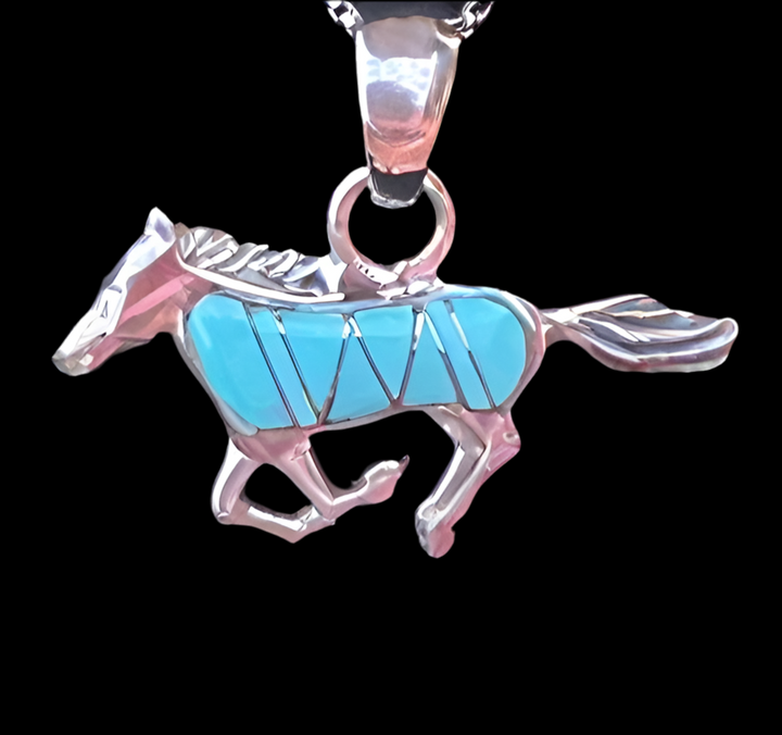 Turquoise Horse Pendant Necklace
