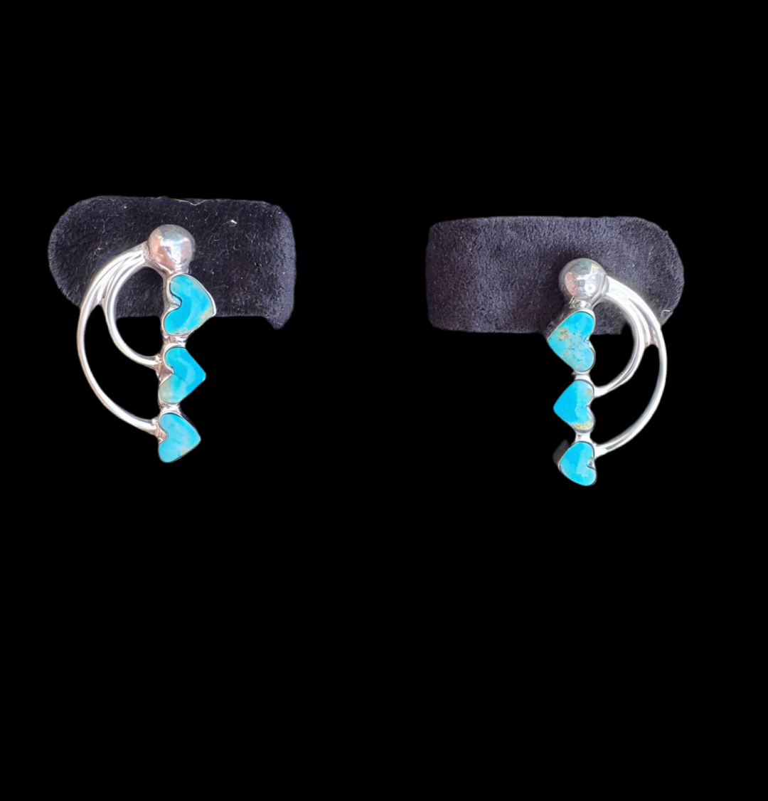 Turquoise 3 Heart Earrings
