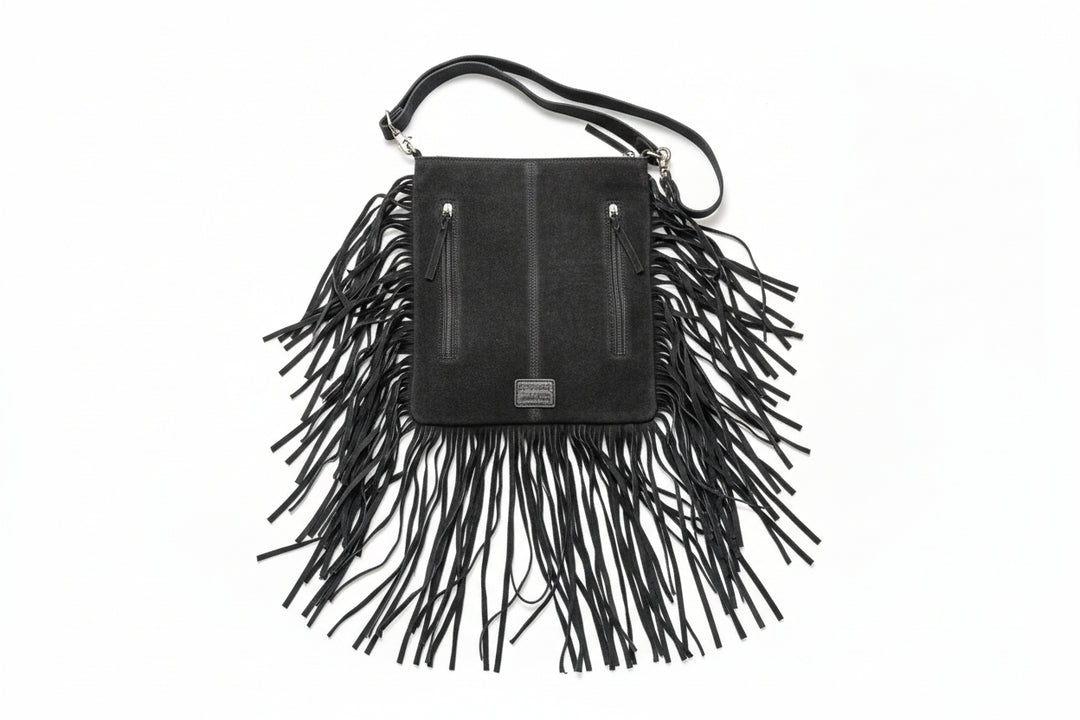 American Darling Black Fringe Snaffle Crossbody