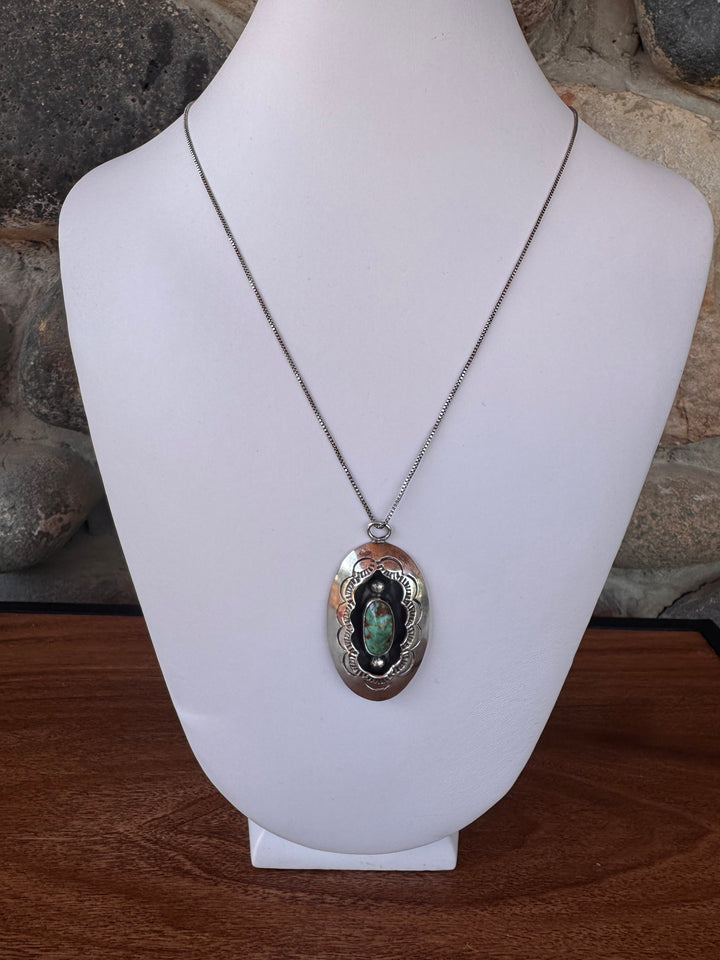 Turquoise Shadowbox Sterling Silver Pendant