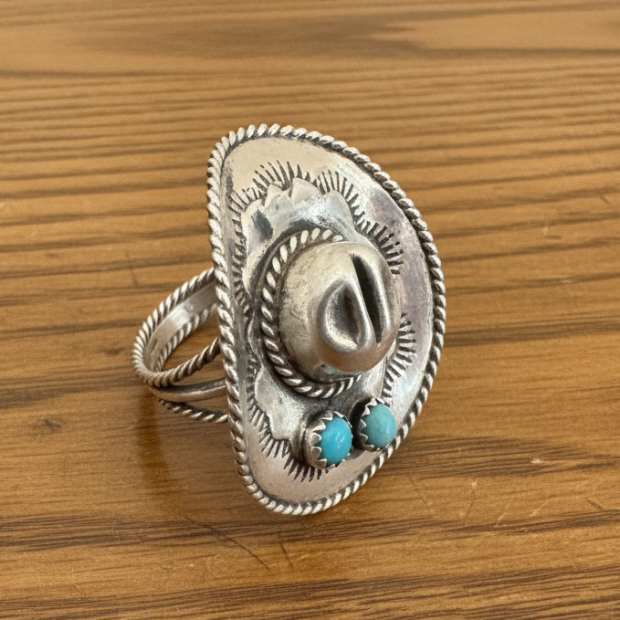Bobby Platero Cowboy Hat Ring 7.5