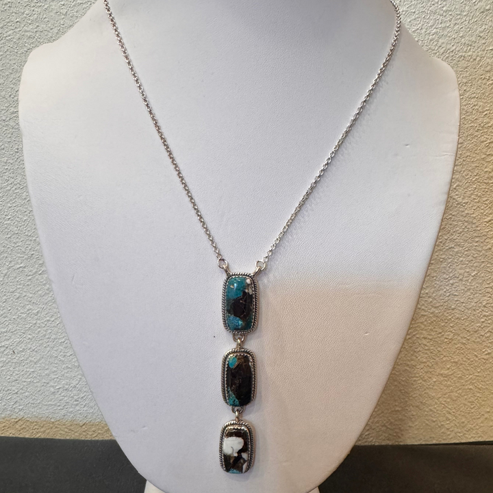 White Buffalo/Kingman Turquoise Lariat