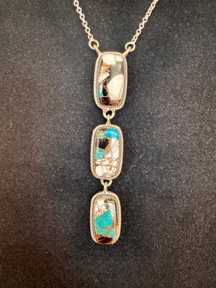 White Buffalo/Kingman Turquoise Lariat-1