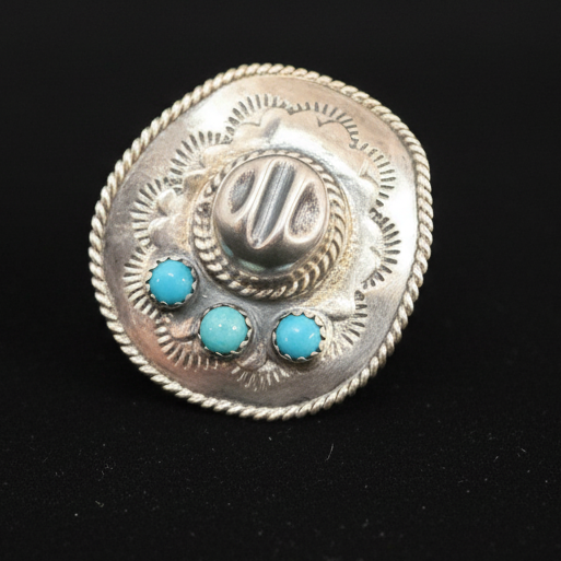 Bobby Platero Cowboy Hat Ring 7.5