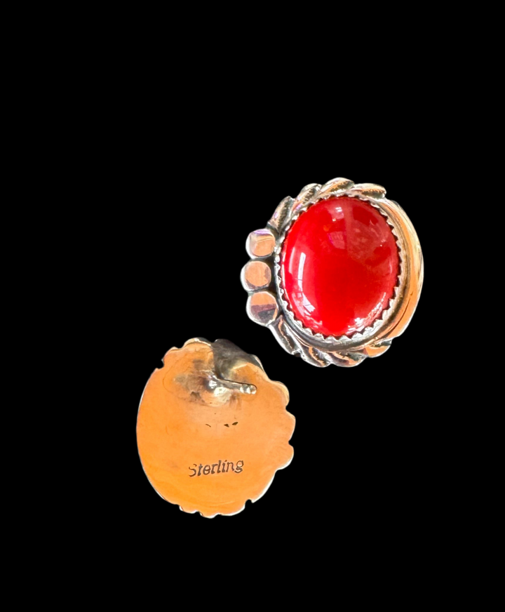 Red Onyx and Sterling Silver Stud Earrings