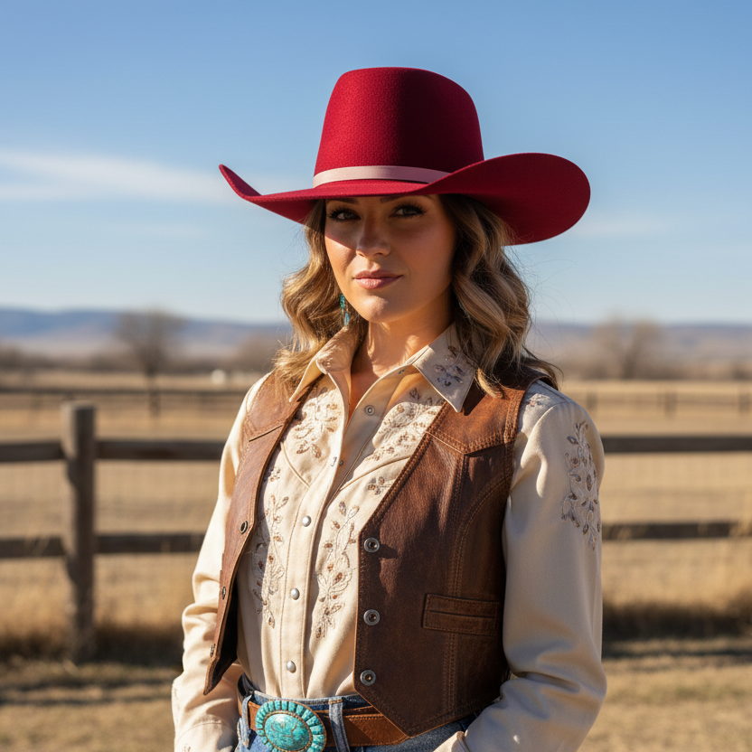 Burgundy Felt Cowboy Hat