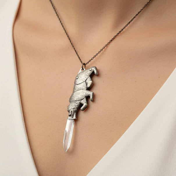 Hidden Knife Bear Necklace