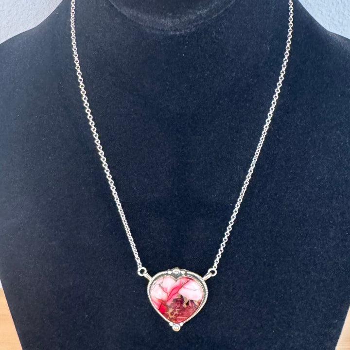 Rose Dahlia Heart Pendant