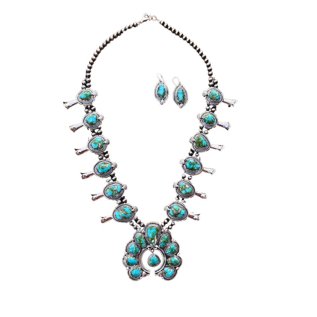 アクセサリー Rikiya Naraoka Roie Jaque Sonoran Gold Turquoise Squash Blossom Set – Irma Emporium