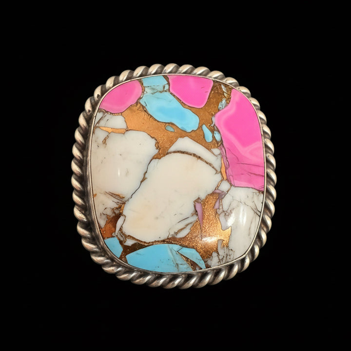 Lu Silversmith Cotton Candy Turquoise Adjustable Ring