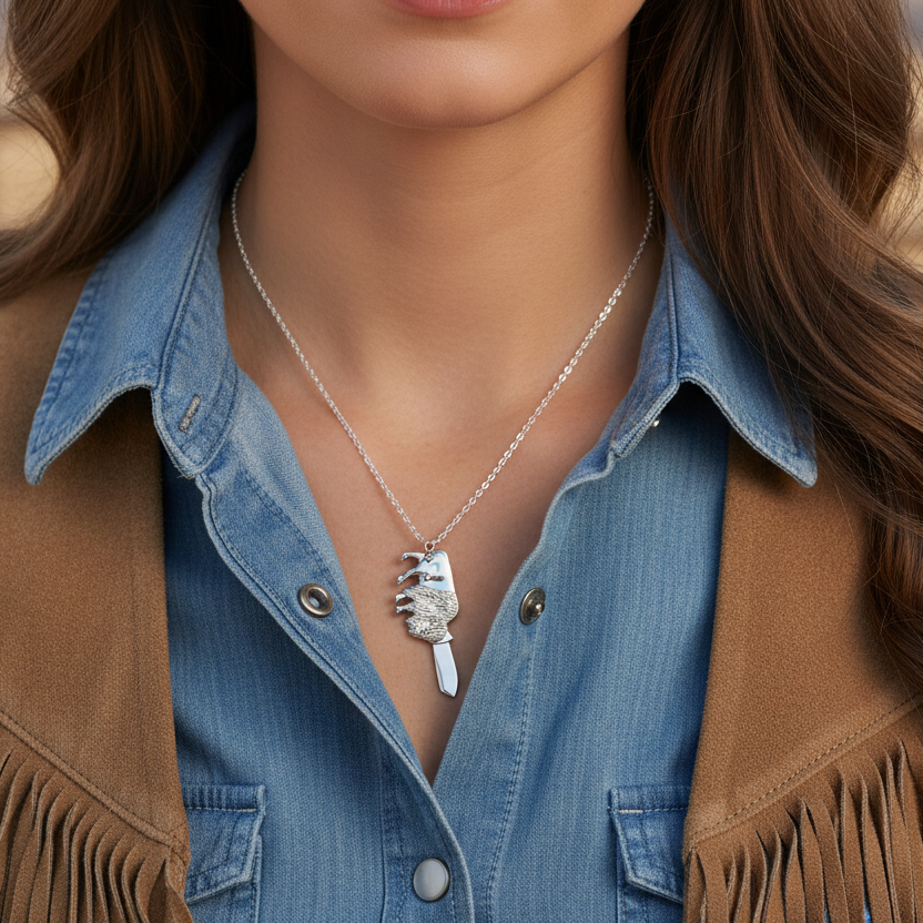 Hidden Knife Buffalo Necklace