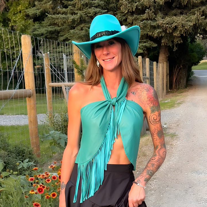 Dakota West Leather Halter Top