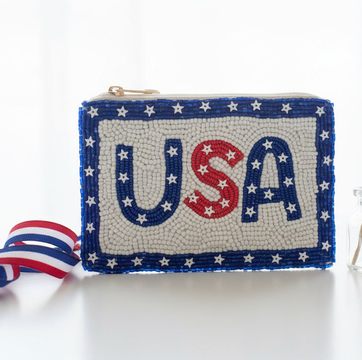 USA Beaded Pouch