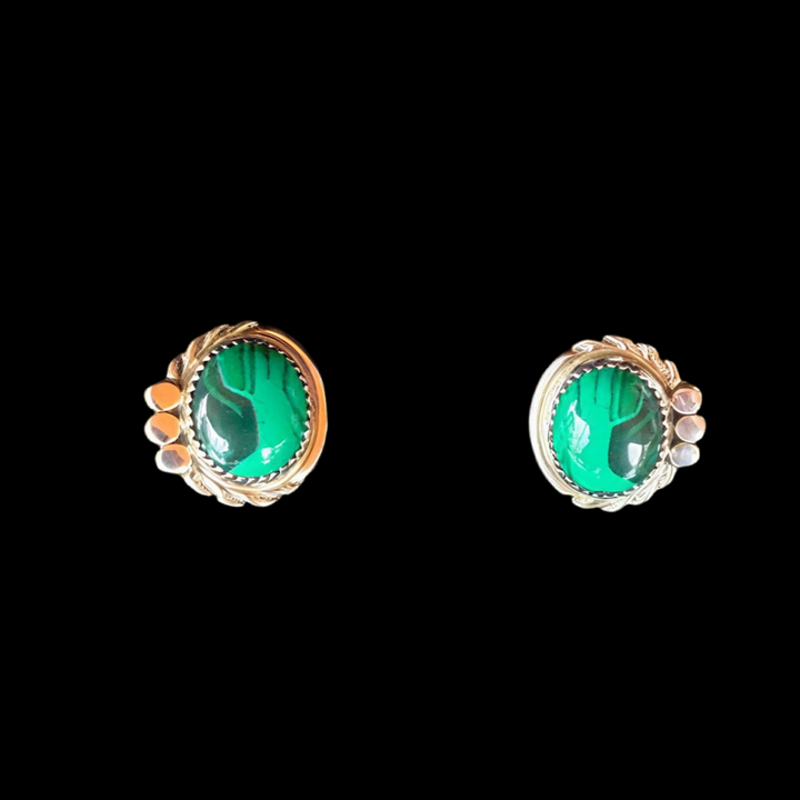 Malachite and Sterling Silver Post Earrings