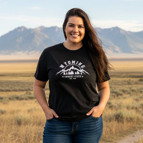 Black Wyoming Cowboy State T-shirt
