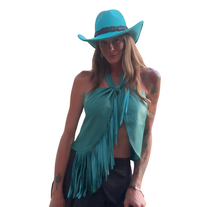 Dakota West Leather Halter Top