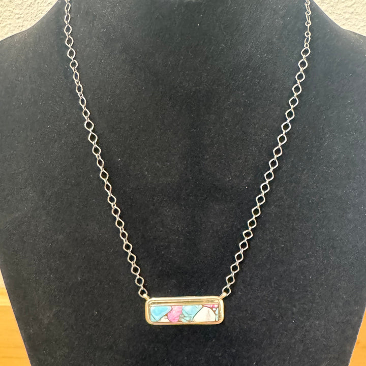 Steve Francisco Cotton Candy Turquoise 1.5" Bar Pendant