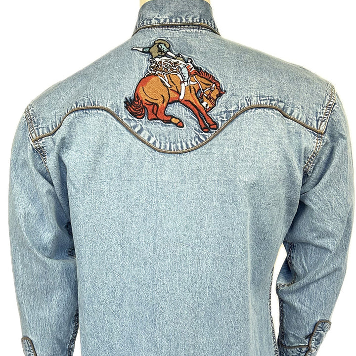 Rockmount Men's Denim Bronc Embroider Snap