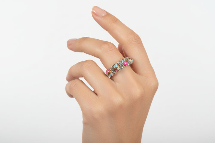 Cotton Candy Turquoise Eternity Band