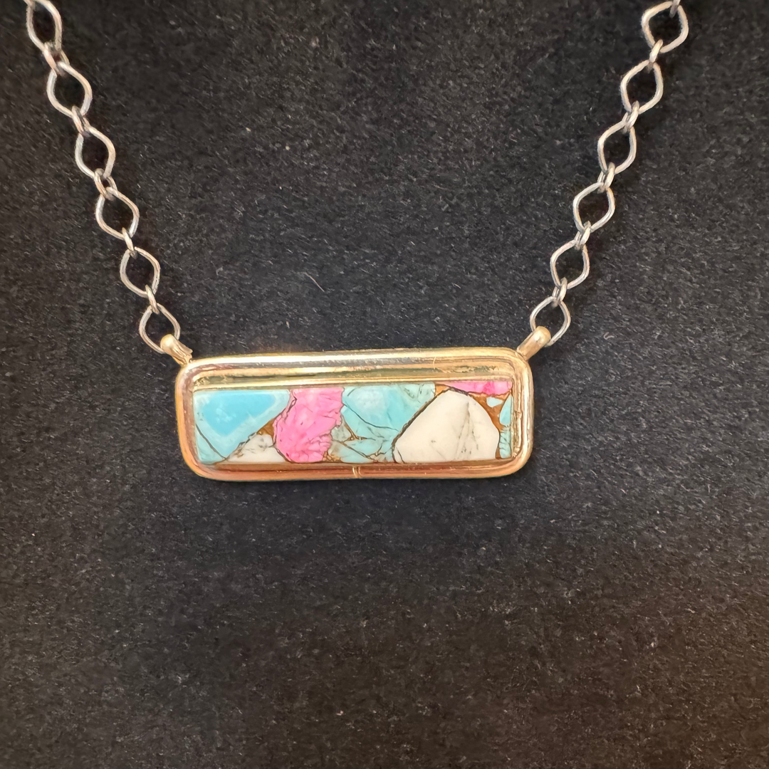 Steve Francisco Cotton Candy Turquoise 1.5" Bar Pendant
