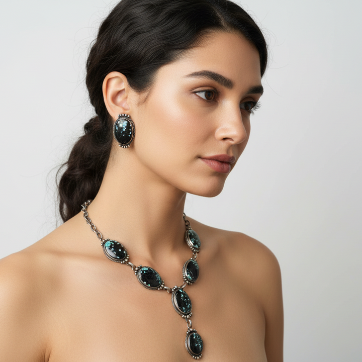 E Richards Spotted Turquoise Necklace Set