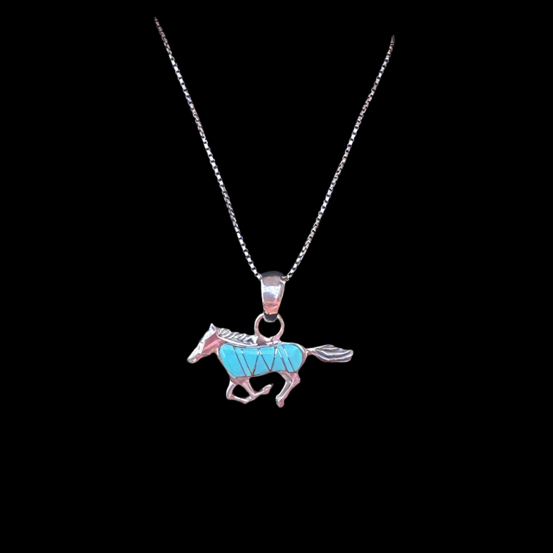 Turquoise Horse Pendant Necklace