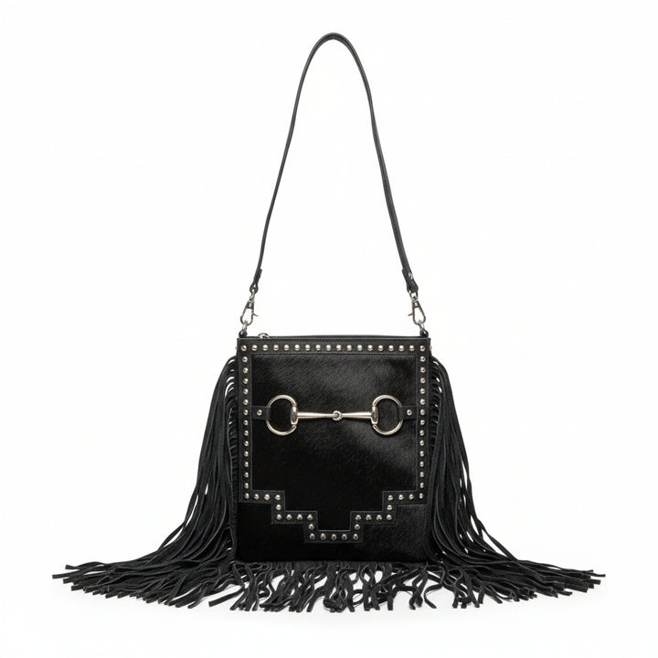American Darling Black Fringe Snaffle Crossbody