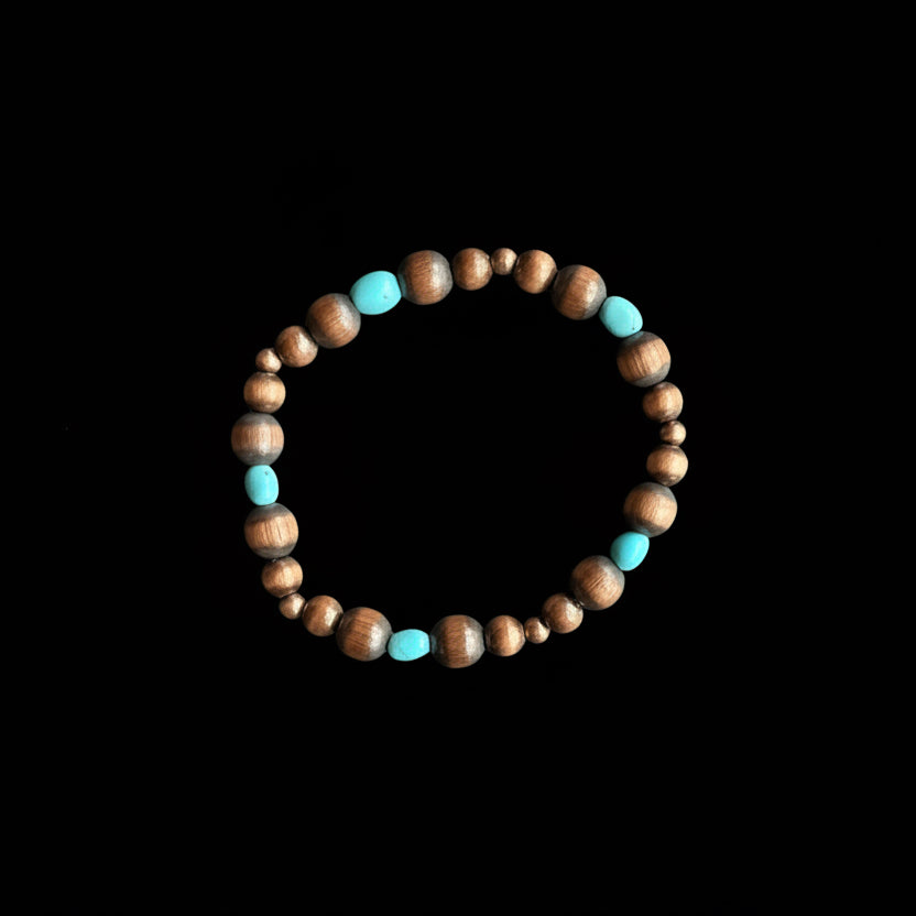 Copper Turquoise Stretch Bracelet
