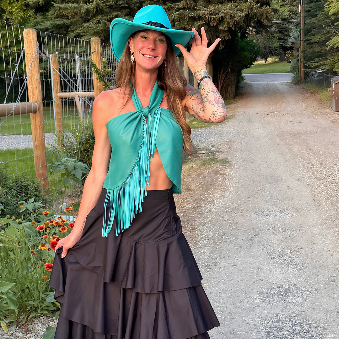 Dakota West Leather Halter Top