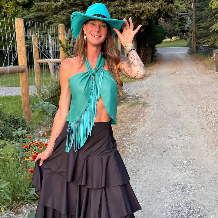 Dakota West Leather Halter Top