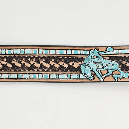 Turquoise Rodeo Cowboy Tooled Leather Belt