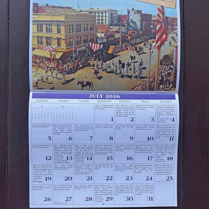 Historical Wyoming 2026 Calendar