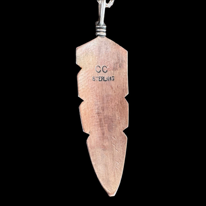 Sterling Silver Feather Pendant with Turquoise