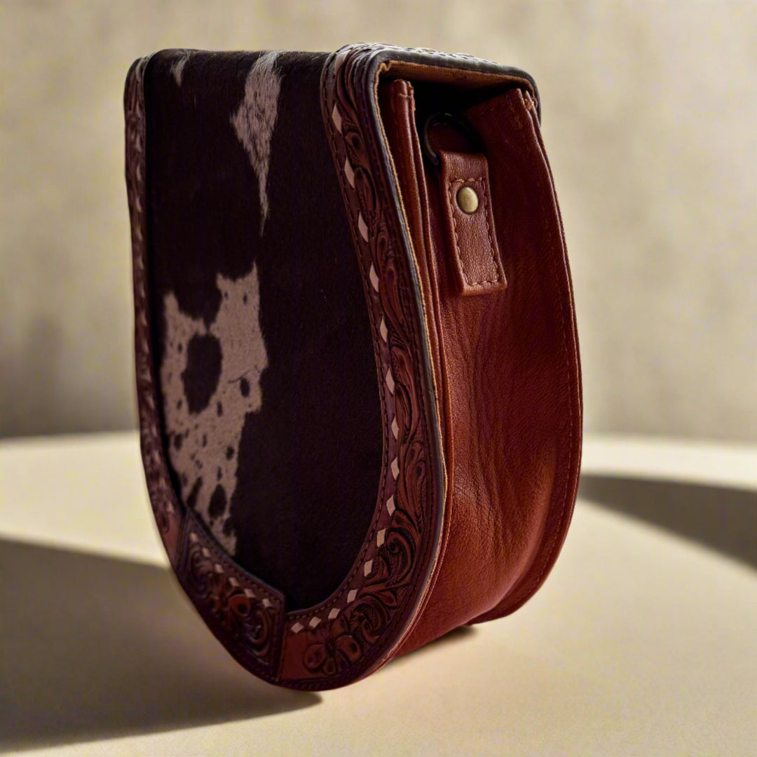 Conceal Carry Cowhide / Tooled Leather Flap Crossbody
