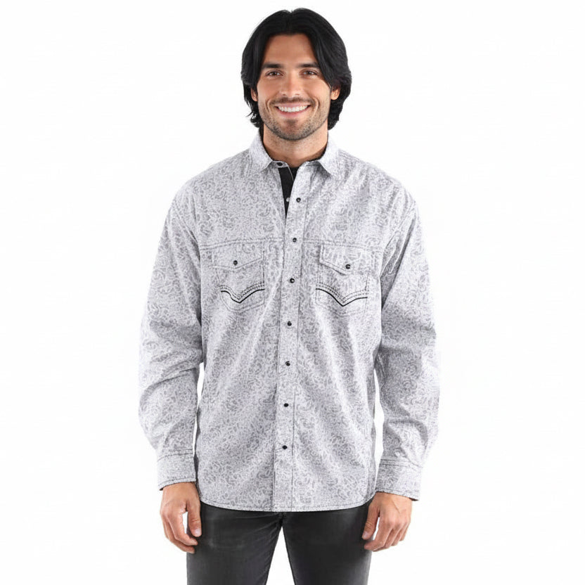 Scully Grey Striped  Snap