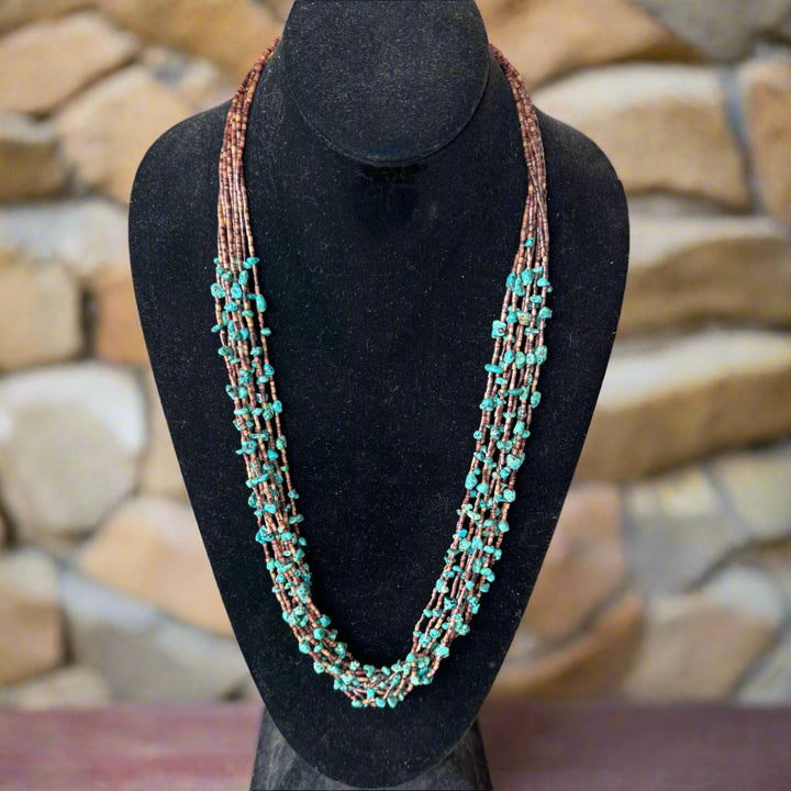 Turquoise and Purple Spiny Oyster Strand Necklace