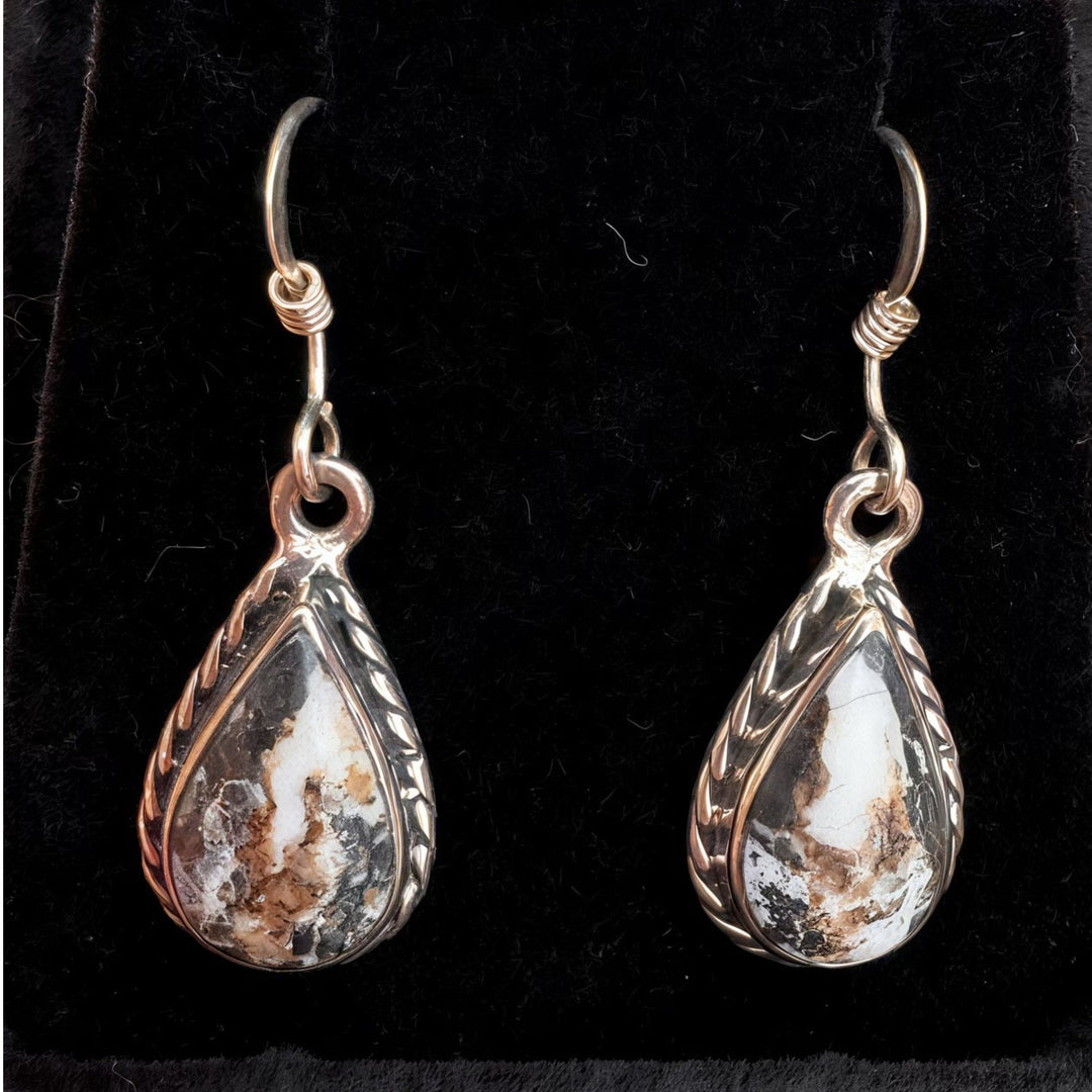 Crazy Horse Turquoise Teardrop Earrings