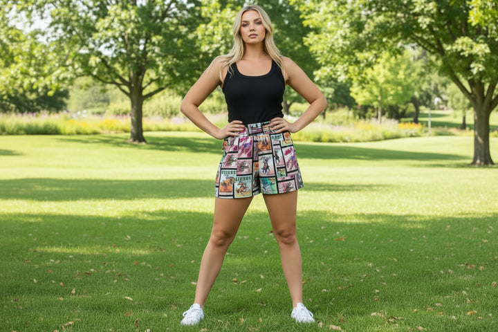Vintage Print Women Smock Waist Shorts