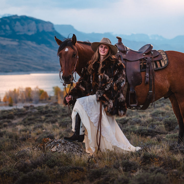 Crystal Fringe Fox Jacket