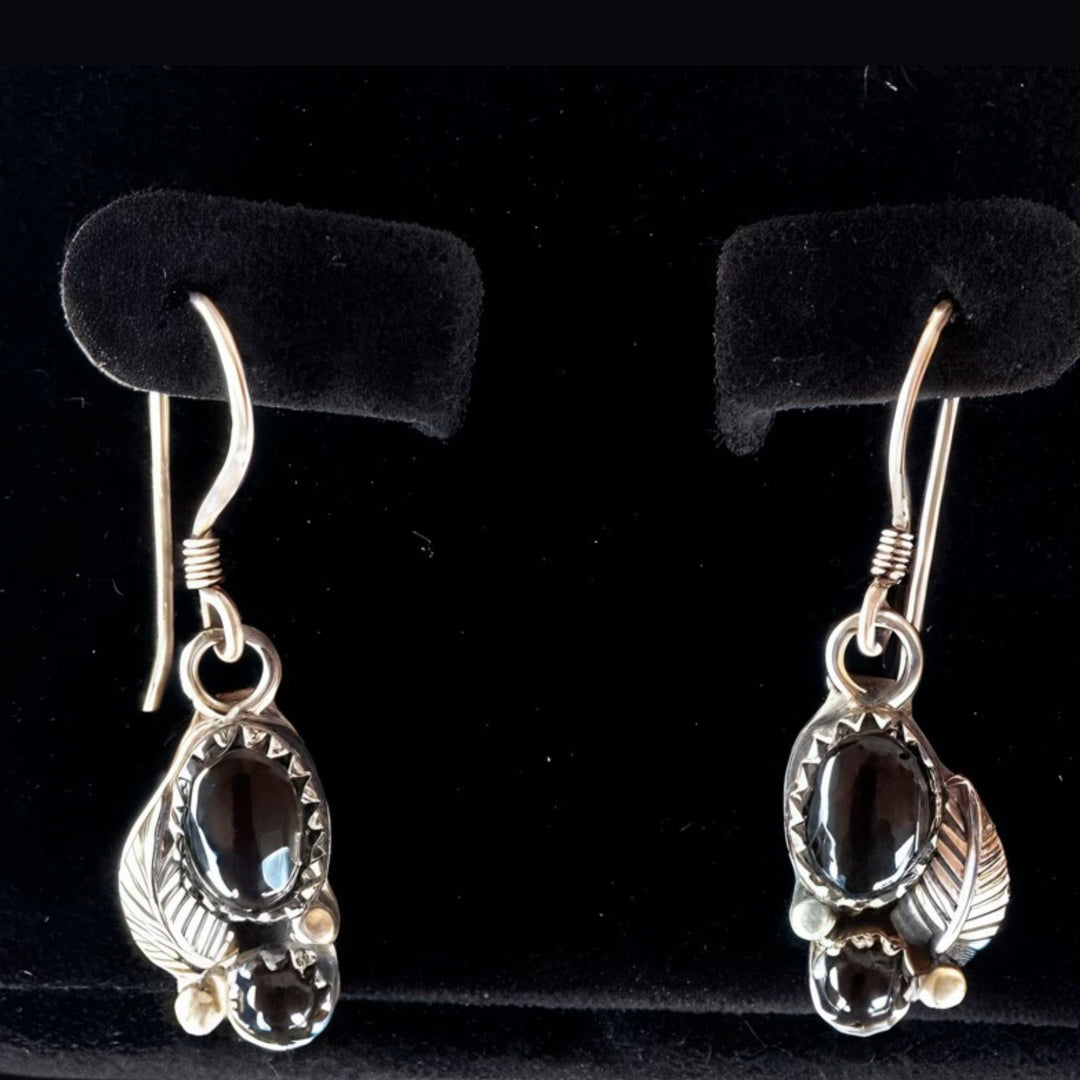 Onyx/Feather Earrings